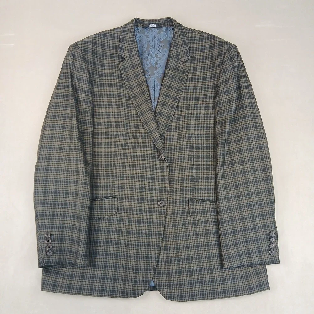 Haggar‎ XL Mens Blazer Jacket Brown Plaid 46R Modern